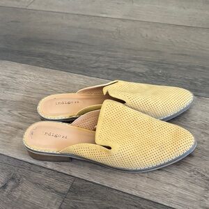 Indigo Women's Yellow Perforated Mules